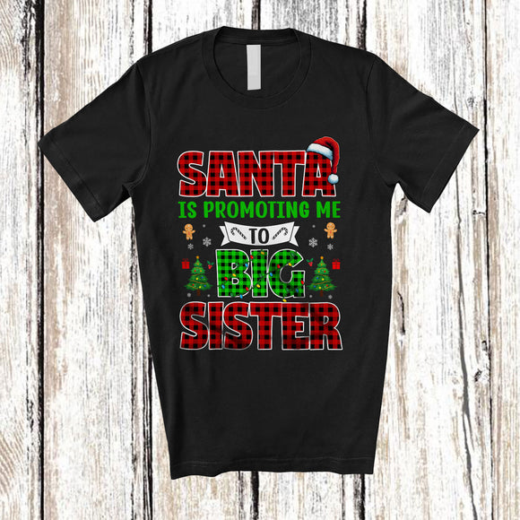 MacnyStore - Santa Is Promoting Me to Big Sister; Amusing Christmas Pregnancy Announcement; Plaid Family T-Shirt