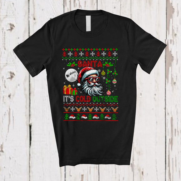 MacnyStore - Santa It's Cold Outside; Awesome Christmas Sweater Santa Face Sunglasses; Family Group T-Shirt