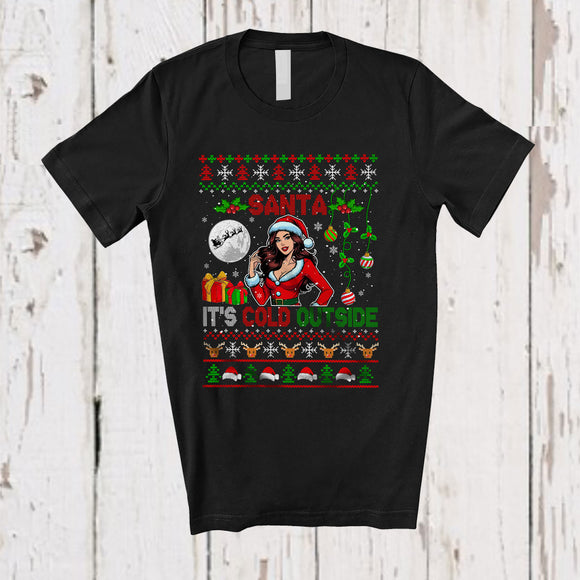 MacnyStore - Santa It's Cold Outside; Awesome Christmas Sweater Santa Women; Snowing Family Group T-Shirt