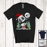 MacnyStore - Santa Panda Dabbing; Cheerful Christmas Lights Tree Santa Panda; Snowing Around Animal T-Shirt