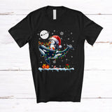 MacnyStore - Santa Penguin Riding Reindeer Orca; Amusing Christmas Lights Sea Animal Lover; Family T-Shirt