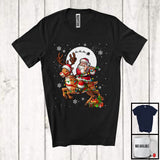 MacnyStore - Santa Playing Flute Riding Reindeer; Awesome Christmas Lights Flute Player; Musical Instruments T-Shirt