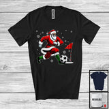 MacnyStore - Santa Playing Footgolf, Humorous Christmas Santa Sport Player Team, Family X-mas Group T-Shirt