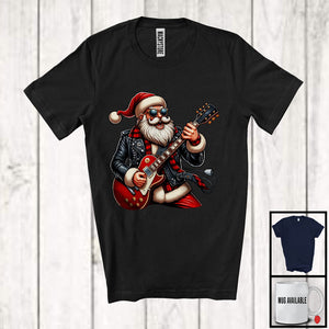 MacnyStore - Santa Playing Rock Guitar; Joyful Christmas Santa Rock Player; Guitarist Musical Instruments T-Shirt