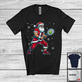 MacnyStore - Santa Playing Tennis, Humorous Christmas Santa Sport Player Team, Family X-mas Group T-Shirt