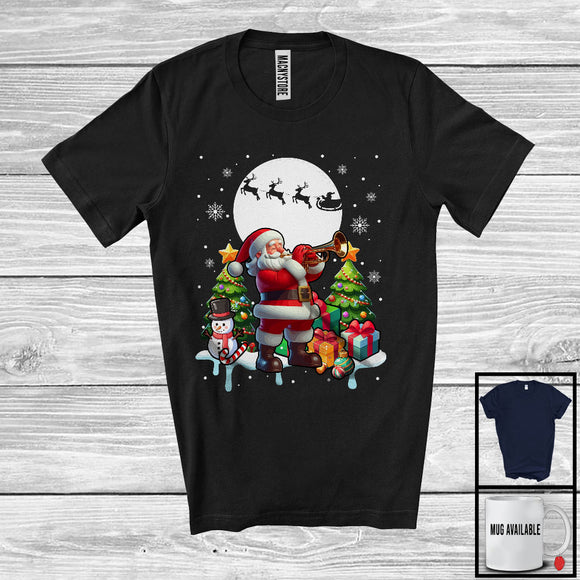 MacnyStore - Santa Playing Trumpet; Awesome Christmas Tree Santa Lover; Musical Instruments Player T-Shirt