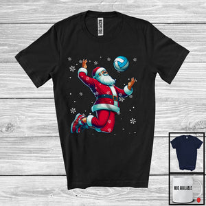 MacnyStore - Santa Playing Volleyball, Humorous Christmas Santa Sport Player Team, Family X-mas Group T-Shirt