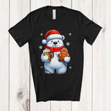 MacnyStore - Santa Polar Bear Drinking Beer; Adorable Christmas Santa Gingerbread Baking; Holiday Family T-Shirt