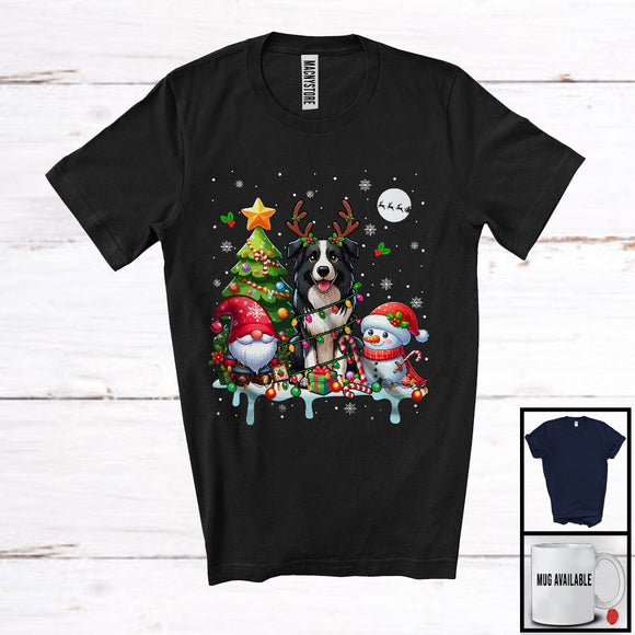 MacnyStore - Santa Reindeer Border Collie, Adorable Christmas Tree Gnome Snowman, X-mas Family Group T-Shirt