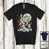 MacnyStore - Santa Reindeer Elf American Eskimo On Christmas Tree; Amusing X-mas Lights Dog Owner Lover T-Shirt