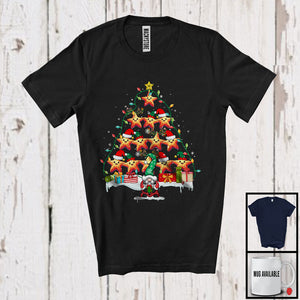 MacnyStore - Santa Reindeer Elf Starfish Christmas Tree; Merry X-mas Lights Sea Animal Lover; Snowing T-Shirt