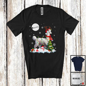 MacnyStore - Santa Reindeer Llama; Wonderful Christmas Lights Tree Llama; Snowing Animal Lover T-Shirt