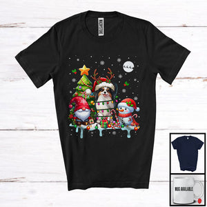 MacnyStore - Santa Reindeer Papillon Dog, Adorable Christmas Tree Gnome Snowman, X-mas Family Group T-Shirt