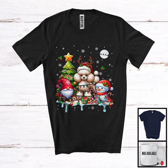 MacnyStore - Santa Reindeer Poodle, Adorable Christmas Tree Gnome Snowman, X-mas Family Group T-Shirt