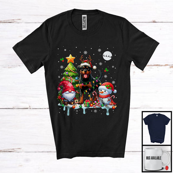 MacnyStore - Santa Reindeer Rottweiler, Adorable Christmas Tree Gnome Snowman, X-mas Family Group T-Shirt