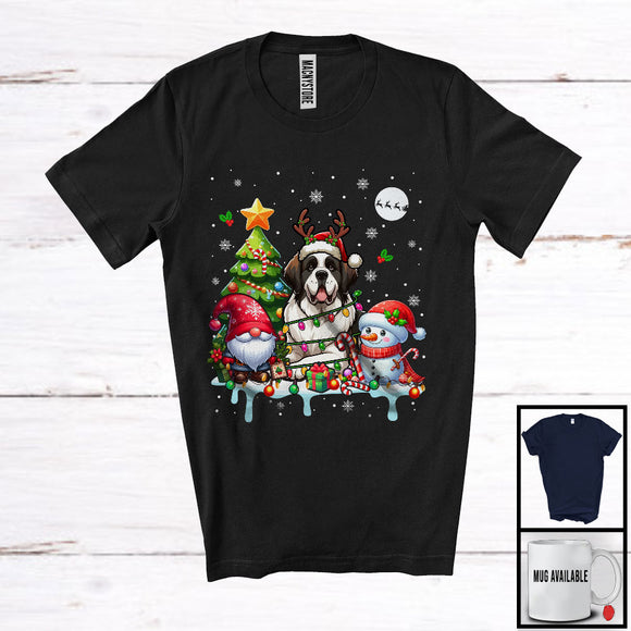 MacnyStore - Santa Reindeer St Bernard, Adorable Christmas Tree Gnome Snowman, X-mas Family Group T-Shirt