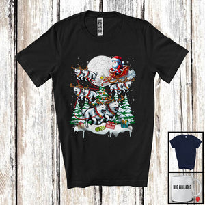 MacnyStore - Santa Riding American Eskimo Reindeer Sleigh; Amusing Christmas Lights Dog Owner Lover T-Shirt