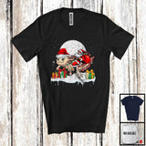 MacnyStore - Santa Riding Axolotl; Adorable Christmas Lights Moon Santa Axolotl; X-mas Animal Lover T-Shirt