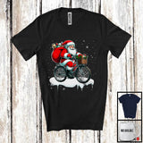 MacnyStore - Santa Riding Bicycle With X-mas Tree, Joyful Christmas Santa Snow Matching Group T-Shirt