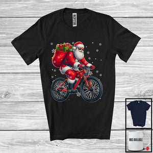 MacnyStore - Santa Riding Bicycle, Awesome Christmas Santa Rider Biker Team, Family X-mas Group T-Shirt