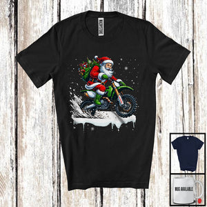 MacnyStore - Santa Riding Dirt Bike With X-mas Tree, Joyful Christmas Santa Snow Matching Group T-Shirt