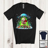 MacnyStore - Santa Riding Flamingo UFO, Lovely Christmas Santa UFO Alien, X-mas Family Group T-Shirt