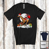 MacnyStore - Santa Riding Giraffe; Adorable Christmas Lights Moon Santa Giraffe; X-mas Animal Lover T-Shirt