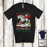 MacnyStore - Santa Riding Horse; Adorable Christmas Lights Sweater Santa Horse; X-mas Animal Lover T-Shirt