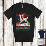 MacnyStore - Santa Riding Llama; Adorable Christmas Lights Sweater Santa Llama; X-mas Animal Lover T-Shirt