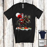 MacnyStore - Santa Riding Mule Reindeer; Amusing Christmas Lights Santa Mule Animal; Snowing T-Shirt