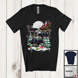 MacnyStore - Santa Riding Ostrich Reindeer; Humorous Christmas Moon Trees Ostrich Animal; Family Group T-Shirt