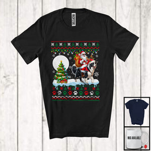 MacnyStore - Santa Riding Reindeer Border Collie Puppy; Amazing Christmas Sweater Santa; Snowing X-mas T-Shirt