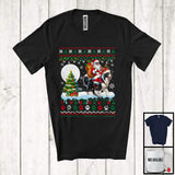 MacnyStore - Santa Riding Reindeer Border Collie Puppy; Amazing Christmas Sweater Santa; Snowing X-mas T-Shirt