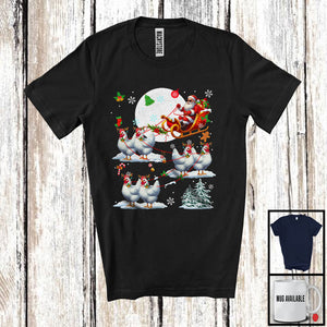 MacnyStore - Santa Riding Reindeer Chicken Sleigh; Wonderful Christmas Santa Sleigh; Snow Family Group T-Shirt