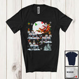 MacnyStore - Santa Riding Reindeer Horse Sleigh; Amazing Christmas Moon Santa Sleigh; Pajama Family Group T-Shirt