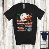 MacnyStore - Santa Riding Reindeer Pig Sleigh; Wonderful Christmas Santa Sleigh; Snow Family Group T-Shirt