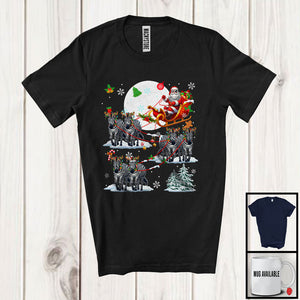 MacnyStore - Santa Riding Reindeer Zebra Sleigh; Amazing Christmas Moon Santa Sleigh; Pajama Family Group T-Shirt