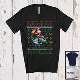 MacnyStore - Santa Riding Salmon Fish; Amazing Christmas Sweater Fish Lover; X-mas Lights Animal T-Shirt