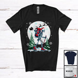 MacnyStore - Santa Skeleton Hiking; Fantastic Christmas Moon Tree Skeleton Lover; X-mas Family Group T-Shirt