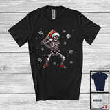 MacnyStore - Santa Skeleton Playing Baseball, Awesome Christmas Snow Baseball Player Lover, Sport Team T-Shirt