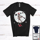 MacnyStore - Santa Skeleton Playing Clarinet; Fantastic Christmas Moon Tree; Musical Instruments Player T-Shirt