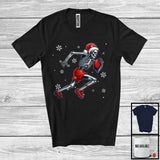 MacnyStore - Santa Skeleton Playing Football, Awesome Christmas Snow Football Player Lover, Sport Team T-Shirt