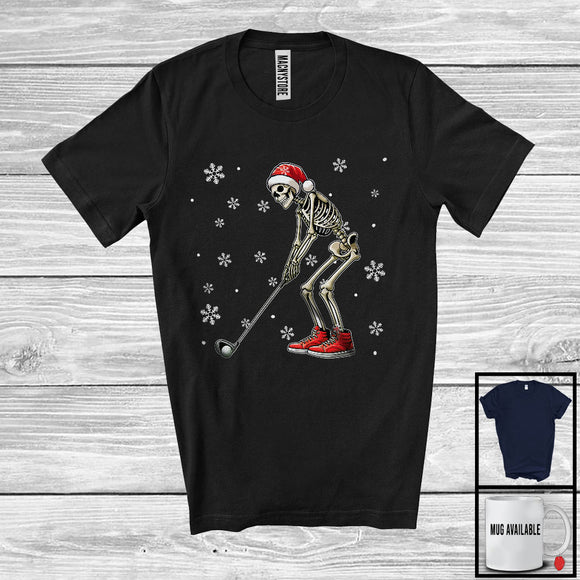 MacnyStore - Santa Skeleton Playing Golf, Awesome Christmas Snow Golf Player Lover, Sport Team T-Shirt