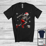 MacnyStore - Santa Skeleton Playing Soccer, Awesome Christmas Snow Soccer Player Lover, Sport Team T-Shirt