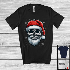 MacnyStore - Santa Skull Snowing Around; Scary Christmas Santa Skull Lover; Matching X-mas Family Group T-Shirt