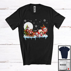 MacnyStore - Santa Sleigh Pig With Baby Pigs; Wonderful Christmas Farm Animal; X-mas Farmer Group T-Shirt