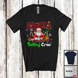 MacnyStore - Santa Tasting Crew, Lovely Christmas Plaid Santa Candy Canes, Snowing Around X-mas Family T-Shirt