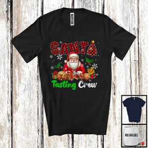 MacnyStore - Santa Tasting Crew, Lovely Christmas Plaid Santa Cookies, Snowing Around X-mas Family T-Shirt