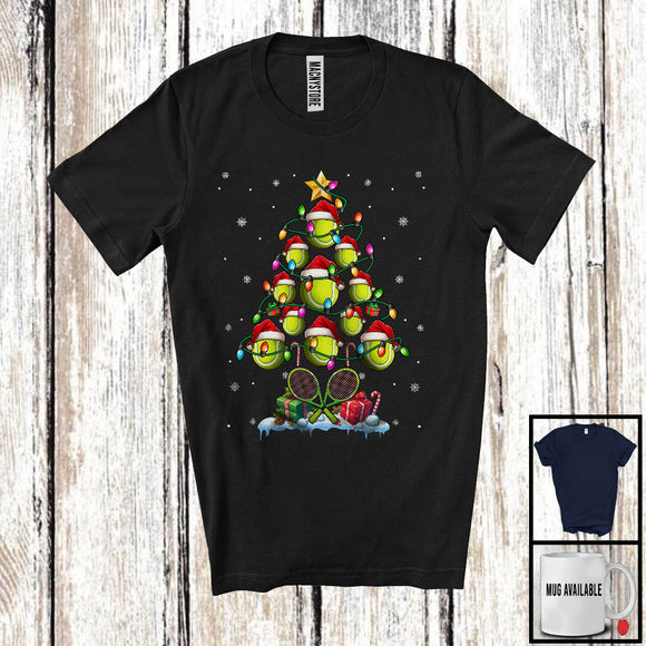 MacnyStore - Santa Tennis Christmas Tree; Fantastic X-mas Lights Tennis Equipment Snow; Sport Player Team T-Shirt