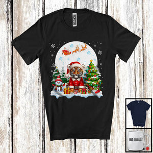 MacnyStore - Santa Tiger With X-mas Tree Snowman, Adorable Christmas Santa Wild Animal, Family Group T-Shirt